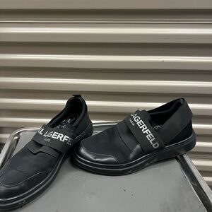 Karl Lagerfeld Black Slip-On Loafers Modern Design